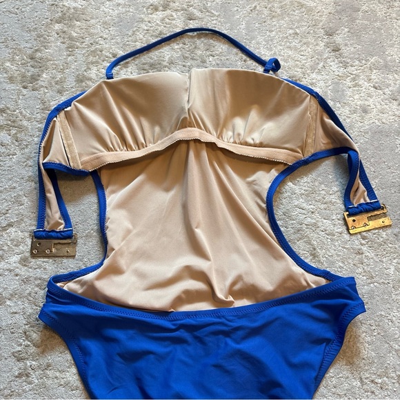 J Crew One Piece Monokini Cut Out Royal Blue Swim Suit Size 8 - Picture 12 of 15